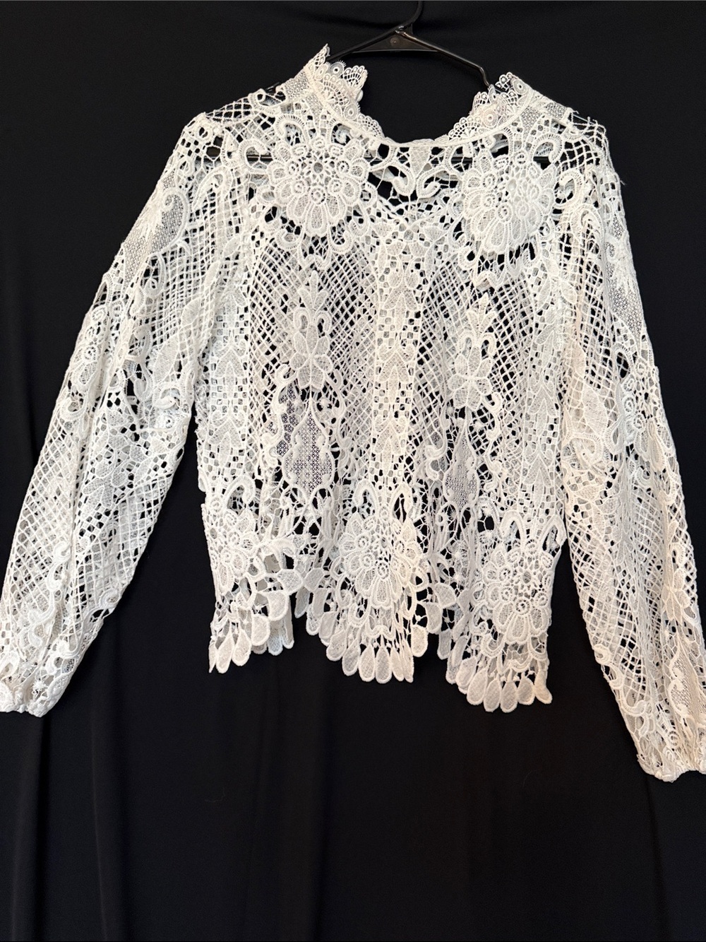 Jealous Tomato White Crochet Lace Blouse - Floral Long Sleeve